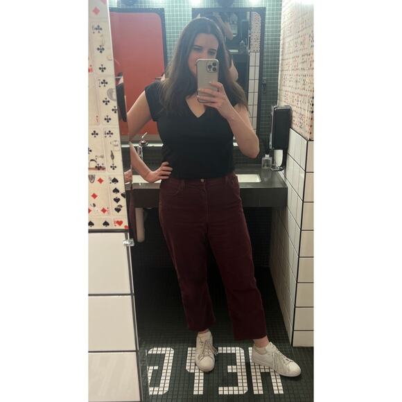 Levi's Red Maroon Denim Style High-Waisted Ribcage Ankle Jeans Size W32 L27 - Picture 15 of 16